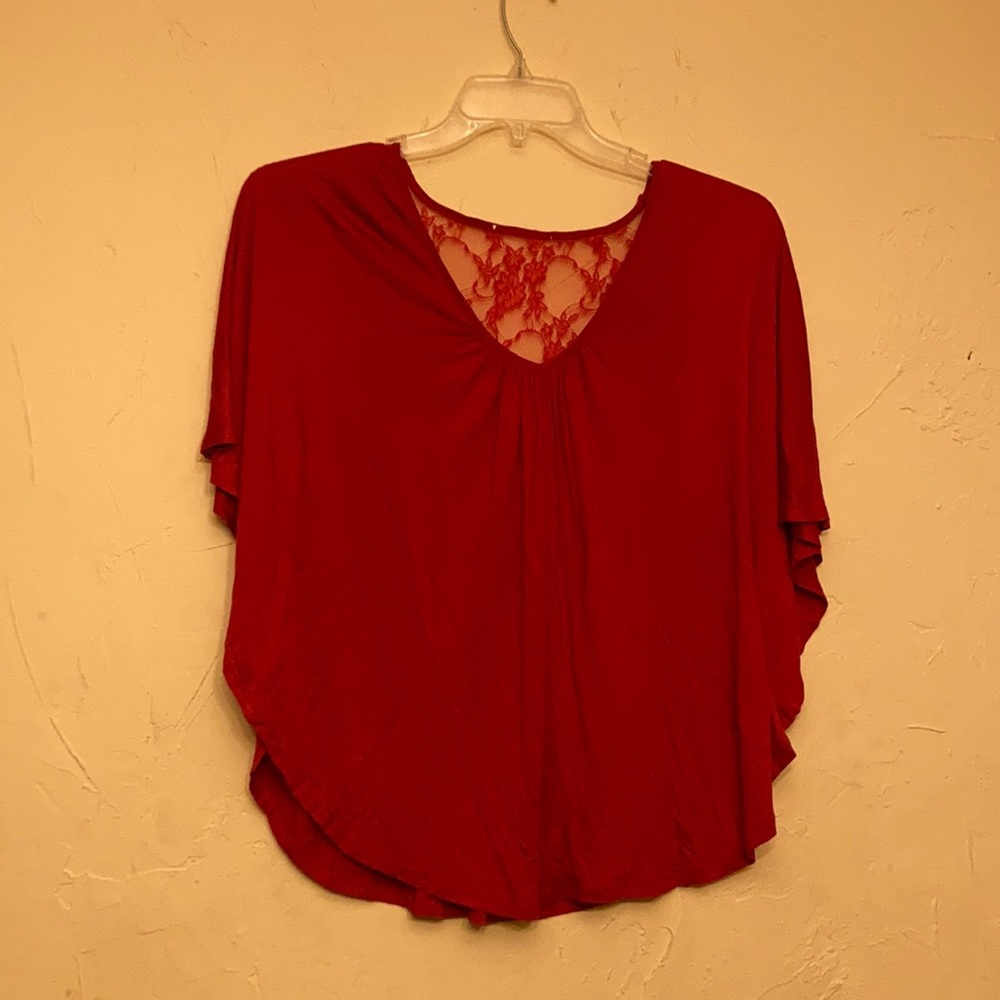 Red Lace Flowy Shirt